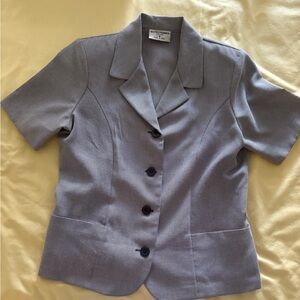 Valentino Dark Blue/Gray with white Short Sleeve Blazer with 2 front pockets.